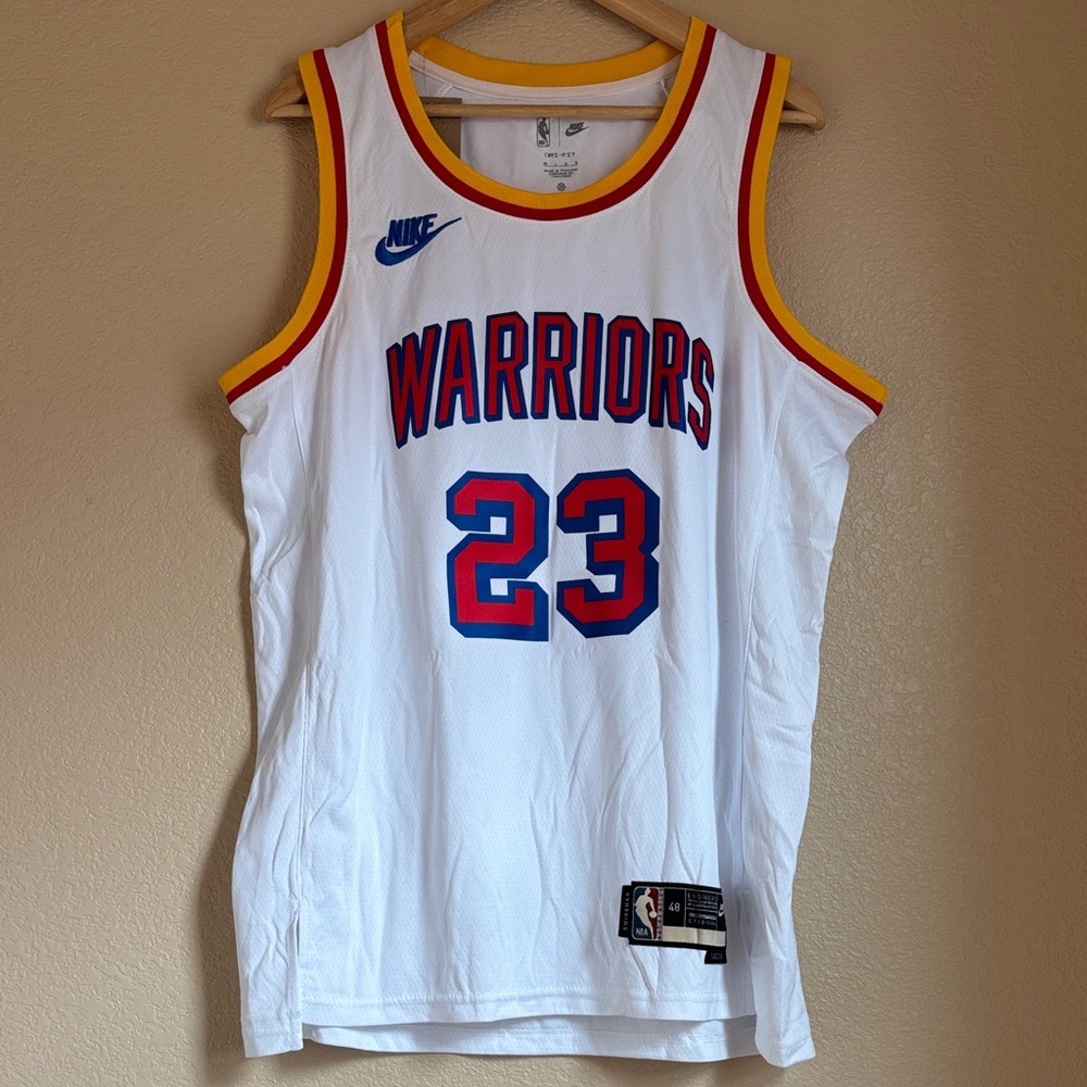Nike Warriors Jersey in White with Red and Blue